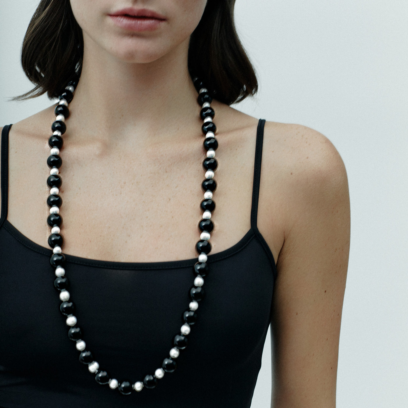 Nonna Pearl & Onyx Necklace